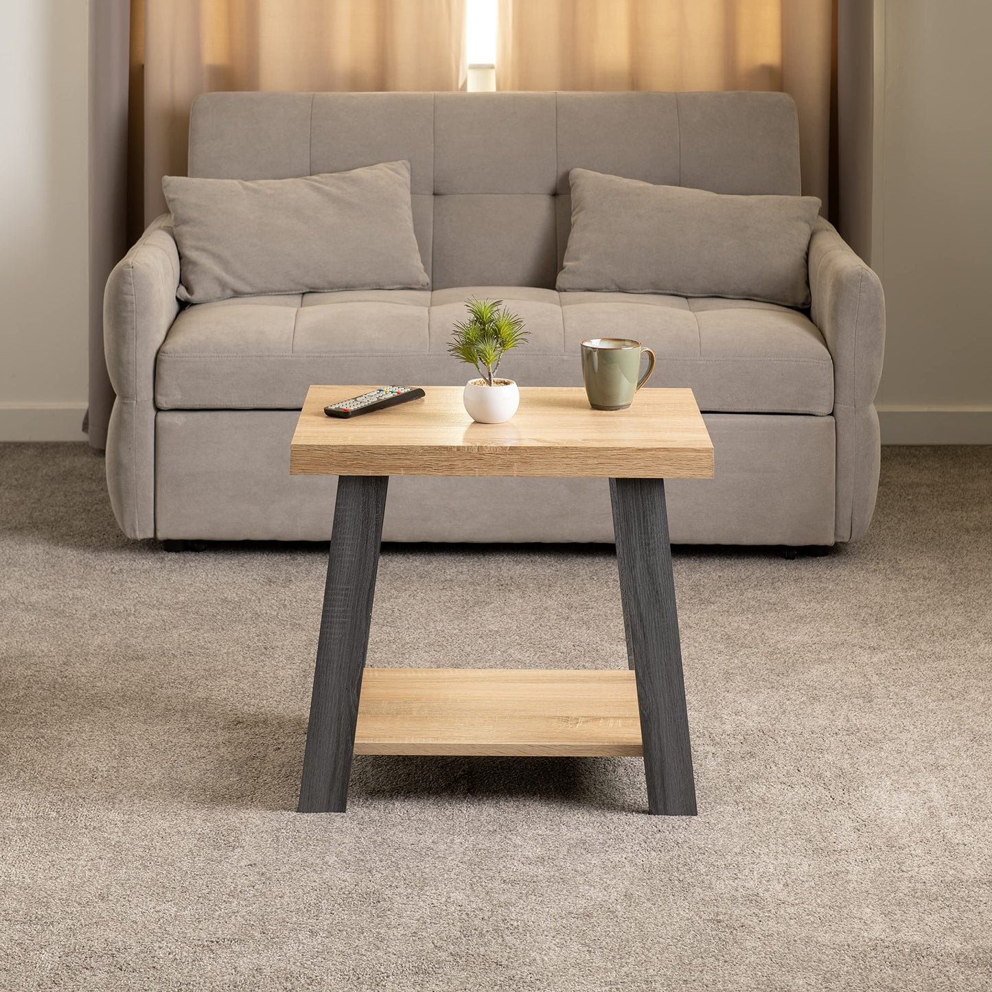 Seconique Eddie Side Table in Grey/Sonoma Effect