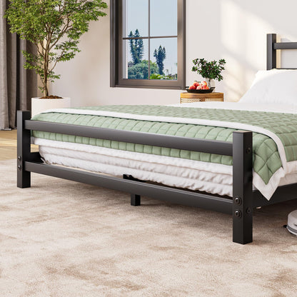 HOMERECOMMEND Double Bed Frame With Headboard,4ft6 Floor Bed Frame,Black
