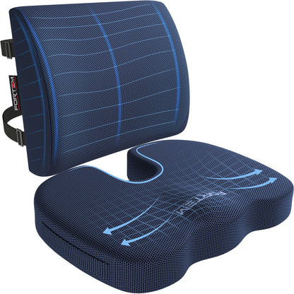 FORTEM Seat Cushion & Lumbar Support for Office Chair, Car Seat Combo