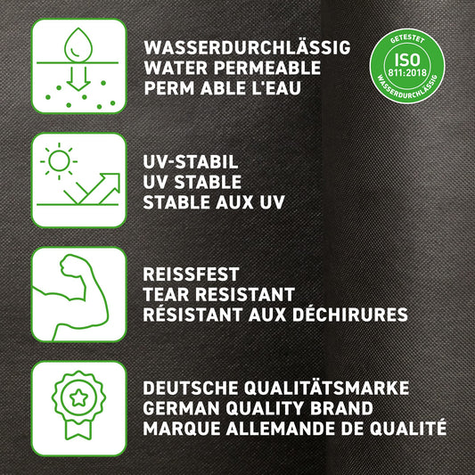 GardenMate 1m x 75m garden fleece 50g/m? - roll of weed fleece - Tear-resistant - High UV stabilisation - Water permable