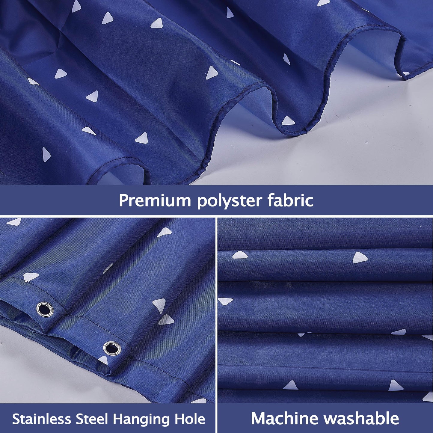 AWIYTE Shower Curtain 180 x 200 cm (71 x 79 Inch), Waterproof Polyester Textile Fabric Machine Washable with 12 Plastic Hooks & Weighted for Bathroom