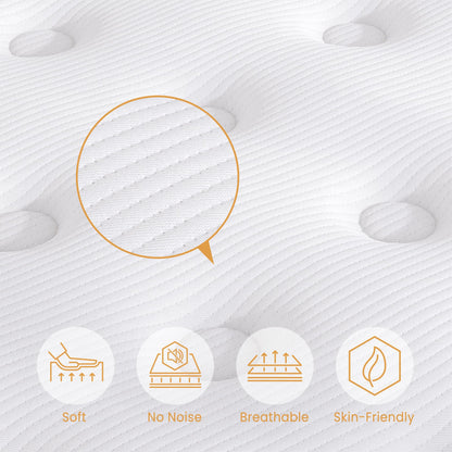 TeQsli Double Mattress 4FT6 Memory Foam Spring Hybrid Mattress 22CM
