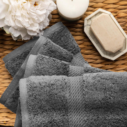Superior 900 Gram 100% Premium Long-Staple Combed Cotton 4-Piece Hand Towel Set, Charcoal
