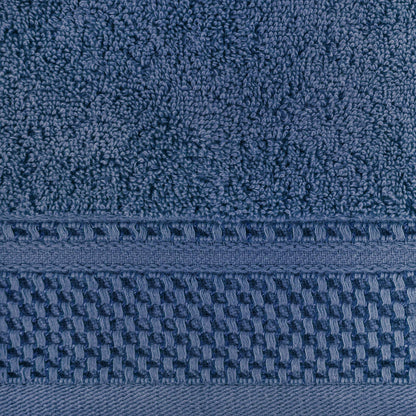 Eurofirany Carlo Bath Towel Set Hand Towel Sauna Towel Pattern - Absorbent, 100% Cotton 580g/m, Pack of 3 and 6, Navy Blue, 50 x 90 cm, 6