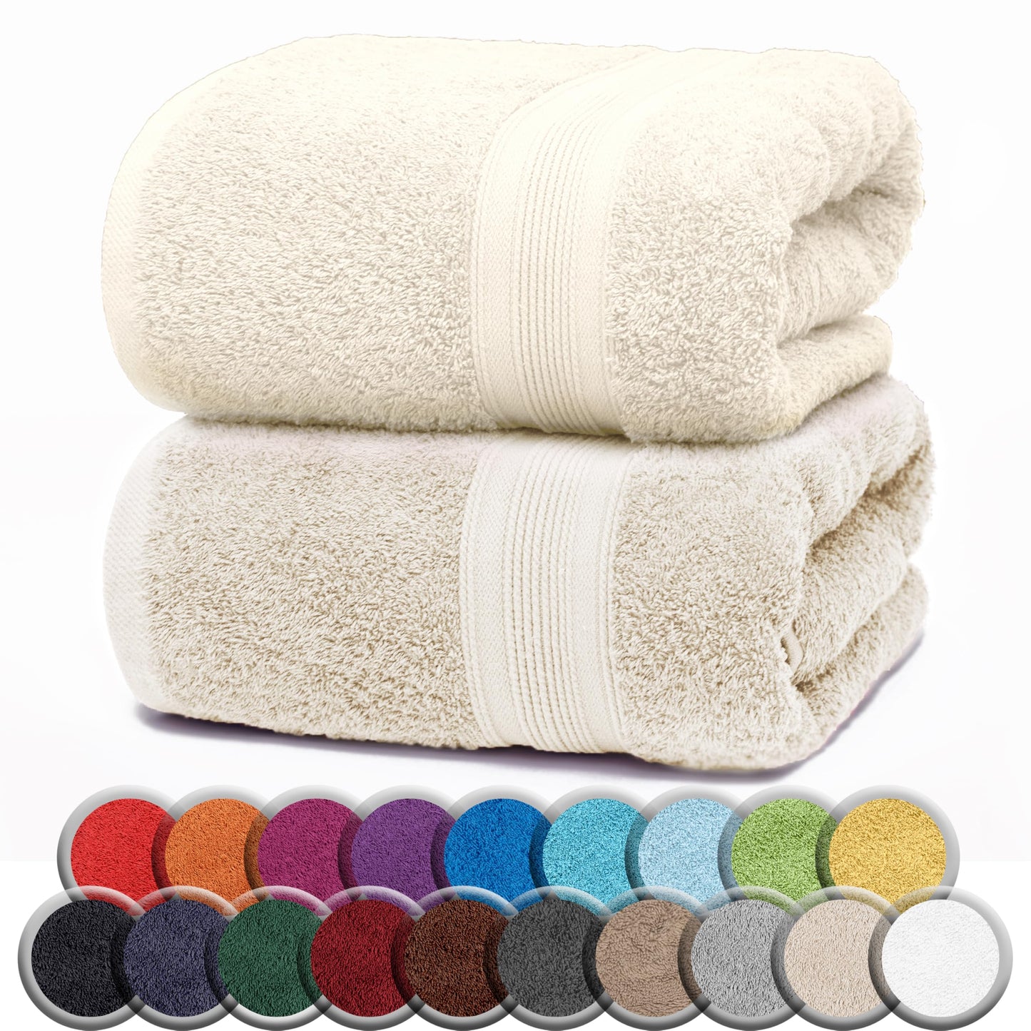 NatureMark Pack of 2 Sauna Towels Premium Quality 80 x 200 cm Sauna Towel Sauna Towel 100% Cotton Colour: Natural/Cream
