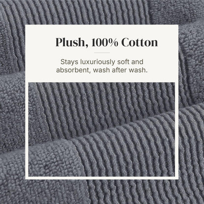 Modern Threads Amrapur Overseas 100% Combed Cotton Toilet Set, Charcoal, 6 pieces
