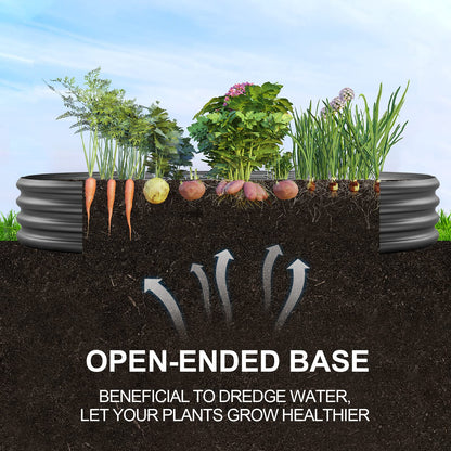 Land Guard Galvanized Raised Garden Bed Kit, Planter, Raised Garden Boxes for Outdoor, Oval Large Metal for Vegetables(Grey)??