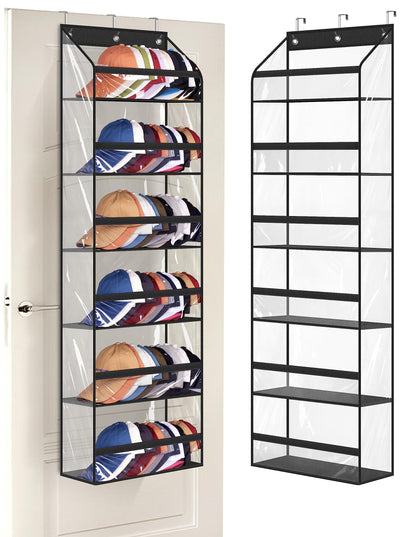 AOODA Clear Over The Door Hat Racks for Baseball Caps, Large Holds up to 72 Caps Hat Storage Organizer for Closet Wall