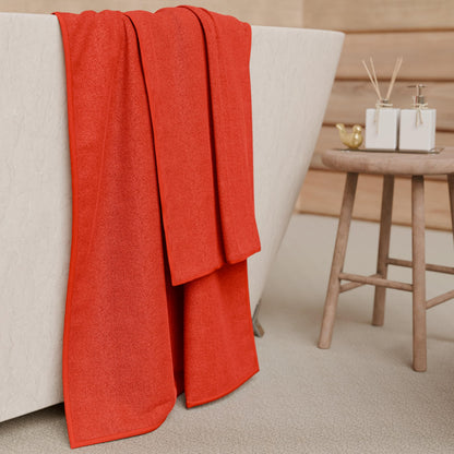 PETTI Artigiani Italiani - 100% Cotton Terry Bath Towels, 1+1 Towel Set, 2 Pieces 1 Face Towel and 1 Hand Towel, Red Towels