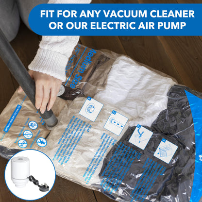 16 Pack Vacuum Storage Bags with Electric Air Pump,4 jumbo, 4 large, 4 midium, 4 small bags Airtight Compression Bags for Clothes, Pillows