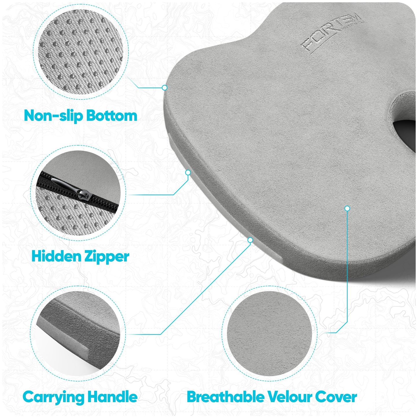 FORTEM Seat Cushion, Office Chair Cushion, Memory Foam Pillow for Sitting
