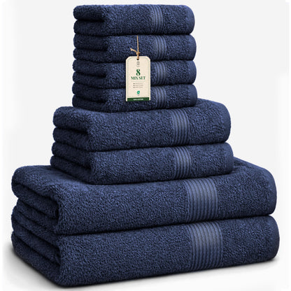 HomeBurg Luxe Set – Washcloths (30 x 30cm), Hand Towels (40 x 70cm) & Bath Towels (65 x 137 cm) – 100% Cotton, Soft, Absorbent, Easy Care, Versatile