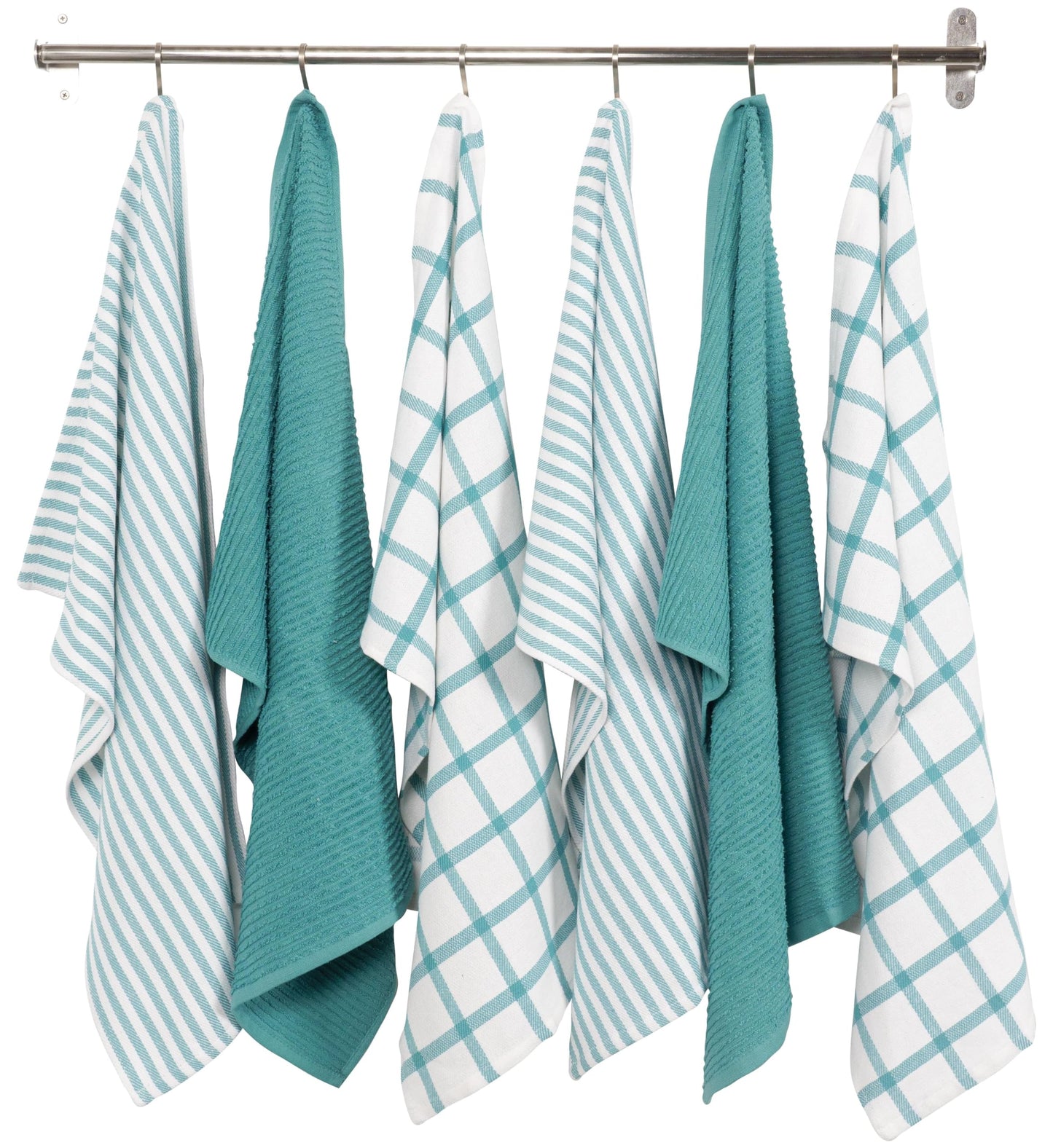 KAF Home Mixed Flat & Terry Kitchen Towels | Set of 6 18 x 28 Inches | 4 Flat Weave Towels for Cooking and Drying Dishes and 2 Terry Towels