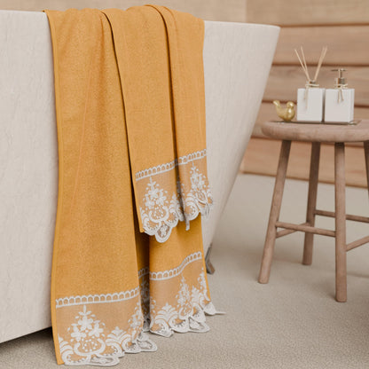 PETTI Artigiani Italiani - 100% Cotton Terry Bath Towels, 1+1 Towel Set, 2 Pieces 1 Face Towel and 1 Hand Towel, Orange