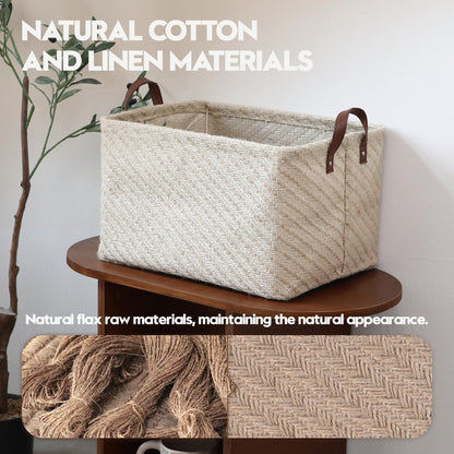 Sea Team Square Jute Storage Basket Built-in Frame Structured Organizer