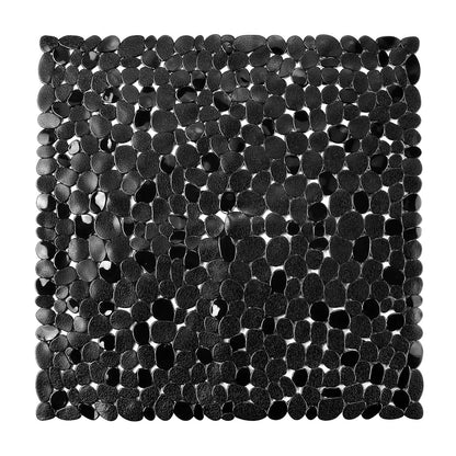 AMFUN 54x54CM Anti Slip Square Shower Mats,Clear Pebbles Shower Bath Mat, Machine Washable Bath Mat with Strong Suction Cups Grip and Drain Holes for