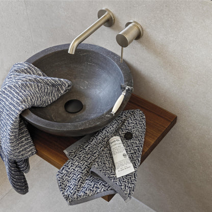 Möve Brooklyn Herringbone Guest Towel 50 x 30 cm 85% Cotton / 10% Viscose / 5% Linen Natural/Black