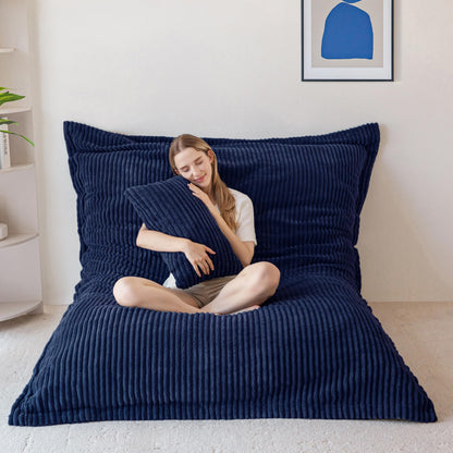 MAXYOYO Giant Bean Bag with Pillow, Soft Corduroy Removable Cover, Large Floor Cushion with Fluffy Foam Filling, BeanBag Chair for Adults & Kids