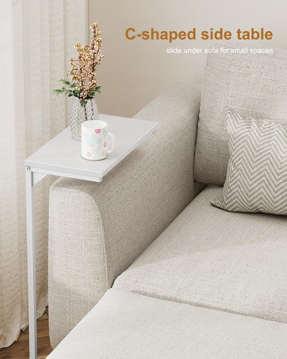 TUTOTAK C Shaped Side Table, Small End Table, 28.7 inch Tall Couch Sofa Table, Living Room, Bed Room, White TB01BW071EU