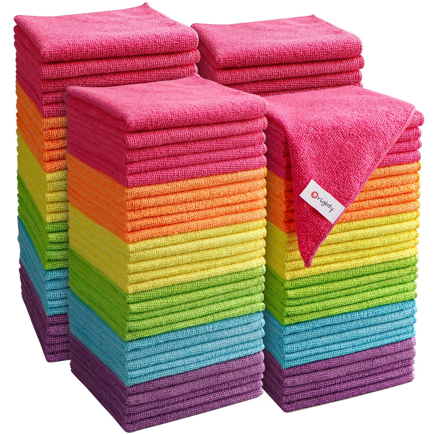 Orighty Microfibre Cleaning Cloths, Pack of 120, Highly Absorbent Cleaning Supplies, Lint Free Cloths for Multiple-use, Powerful Dust Removal Cleaning