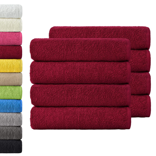 NatureMark Terry Towels, Hand Towel Set, 50 x 100 cm, Bordeaux Red, 100% Cotton, Pack of 8