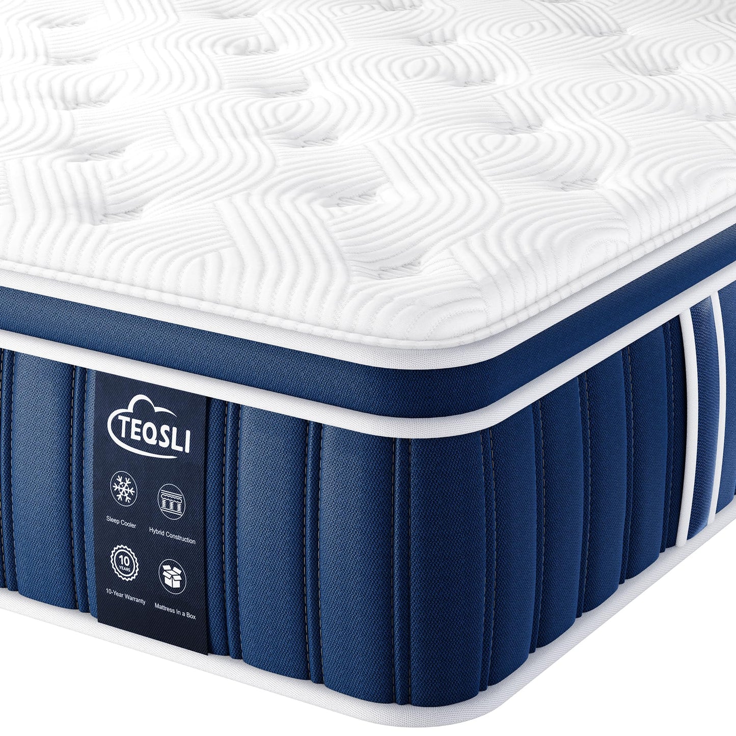 TeQsli 4ft6 Double Mattress Memory Foam Pocket Spring Hybrid 135x190x27 cm