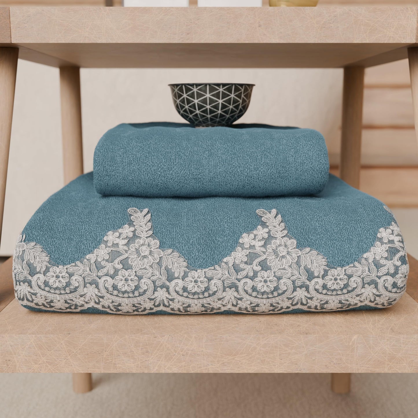 PETTI Artigiani Italiani - Bath Towels in 100% Cotton Terry Towel, 1+1 Towel Set, 2 Pieces 1 Face Towel and 1 Hand Towel, Avion