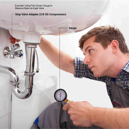 Flow Doctor Water Pressure Glycerin Filled Gauge Kit, All Purpose, 6 Parts Kit, 0 To 200 Psi, Standard 3/4" Female Garden Hose Thread Plus 5 Adapters