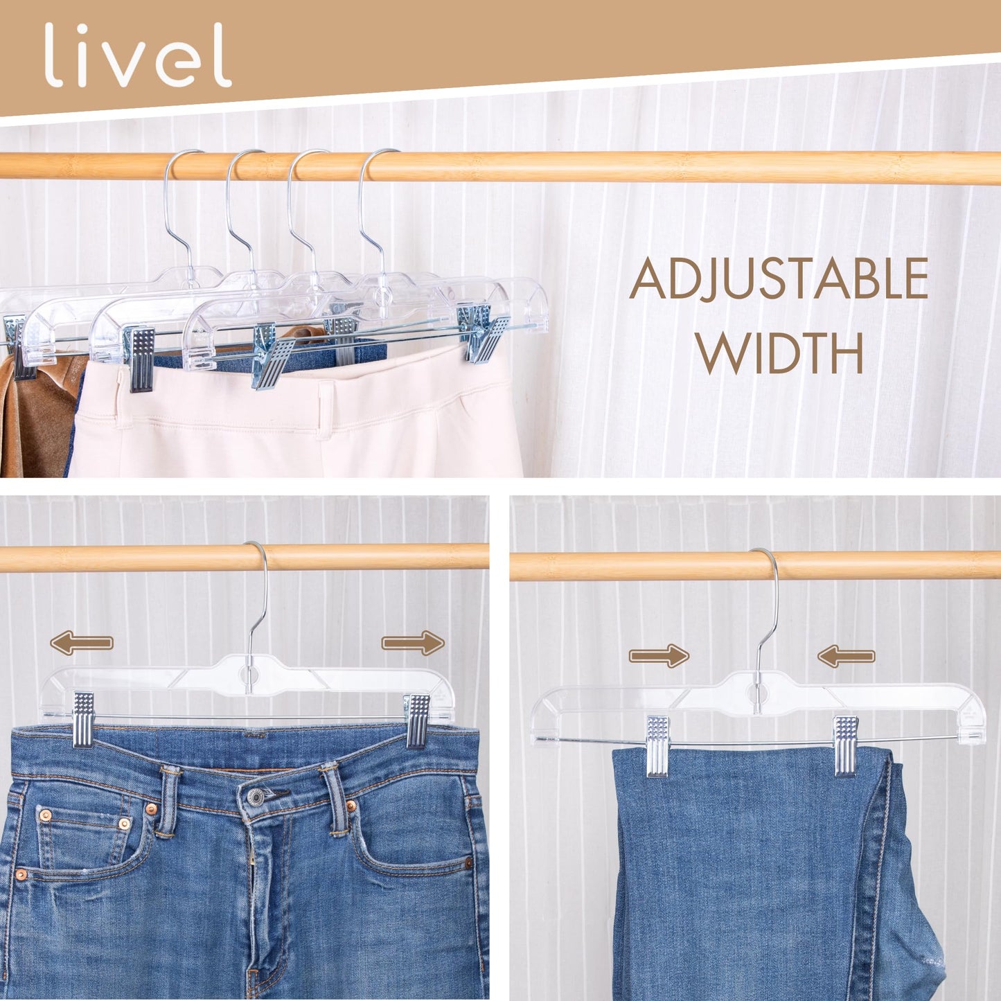 Premium Skirt and Trouser Hangers with Clips - Set of 12| Versatile Organization for Your Wardrobe | Space-Saving Design | Durable Plastic and Stylish