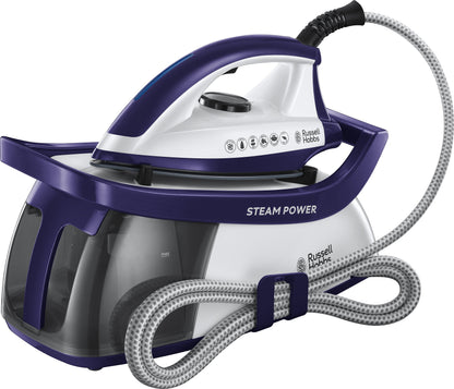 Russell Hobbs Steam Iron [2600W,100g/min continuous steam] SteamPower (4.5 bar pressure, 60sec heat up time, 1.9m cord, 3 steam settings, 1.3 L tank,