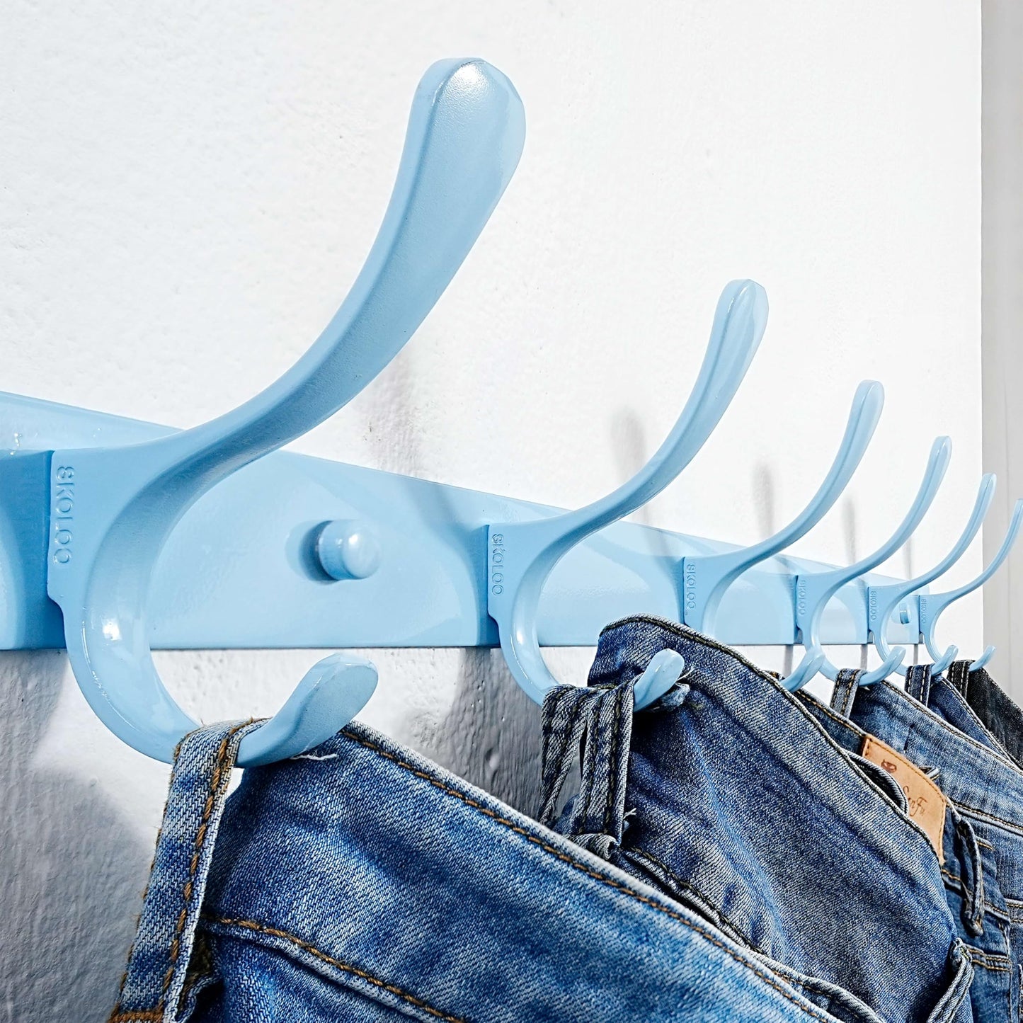 SKOLOO Coat Rack Wall Mounted - 6 Hooks, Pack of 2, Heavy Duty, Stainless Steel, Metal Wall Coat Hanger, Sturdy Wall Hooks for Hanging Coat, Jacket
