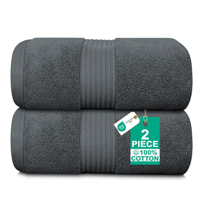 Luxury Set of 2 Jumbo Bath Sheets 100x150cm - Zero Twist 580 GSM (Charcoal)