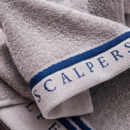 Scalpers Home Bath Towel Set (Vanity 30 x 50 cm + Hands 50 x 90 cm + Bath 70 x 140 cm) 450 GSM Cotton Grey with Blue Home