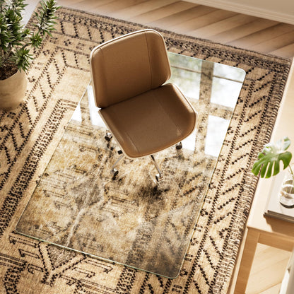 Koonmi Tempered Glass Chair Mat, 116 x 90 cm, Clear