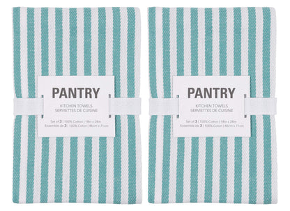 KAF Home Mixed Flat & Terry Kitchen Towels | Set of 6 18 x 28 Inches | 4 Flat Weave Towels for Cooking and Drying Dishes and 2 Terry Towels