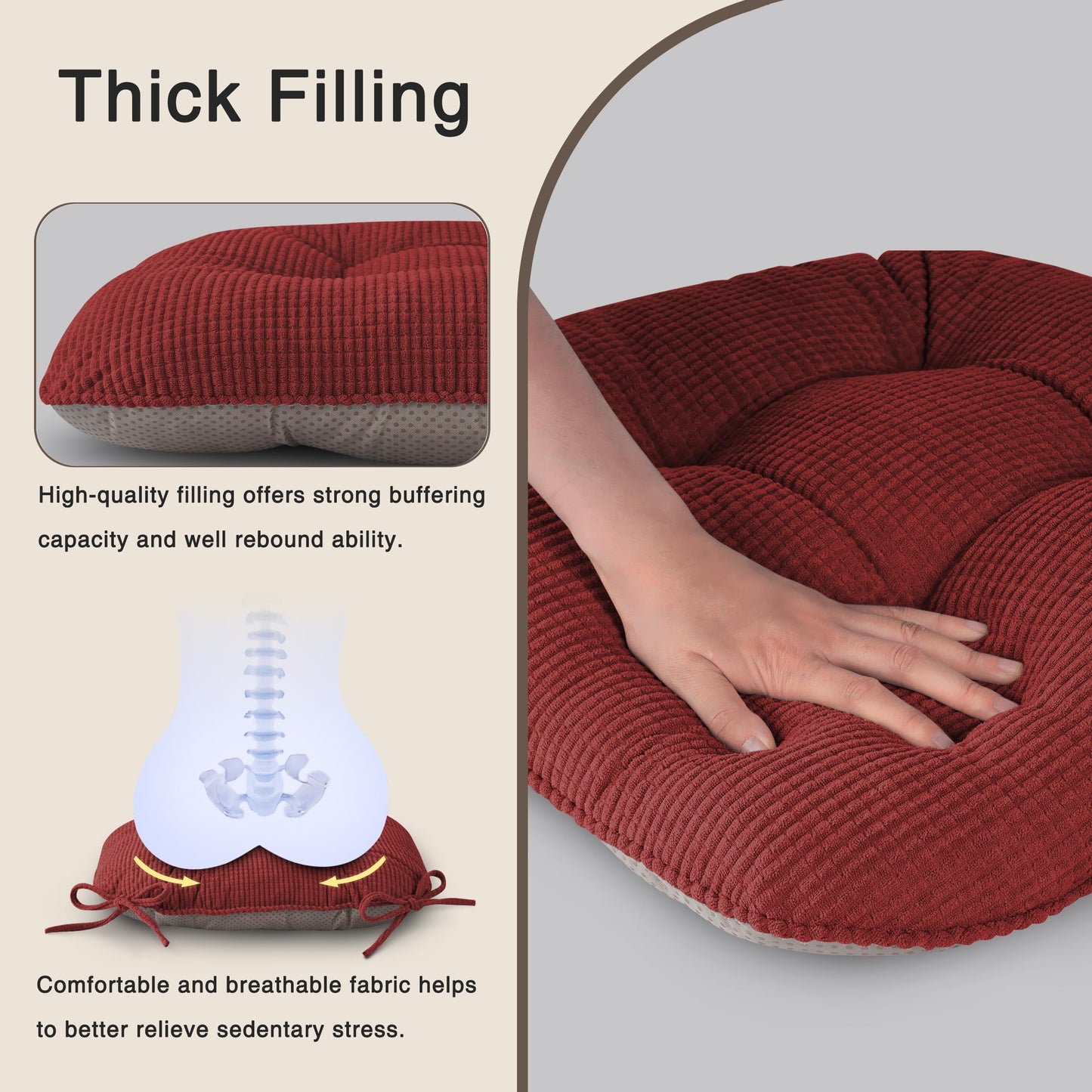 OVOV Seat Cushions for Dining Chairs 18 Inch Seat Pads Set of 1