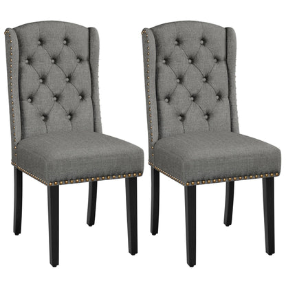 Yaheetech Classic Dining Room Chairs Set of 2 with Wooden Legs, Light Gray