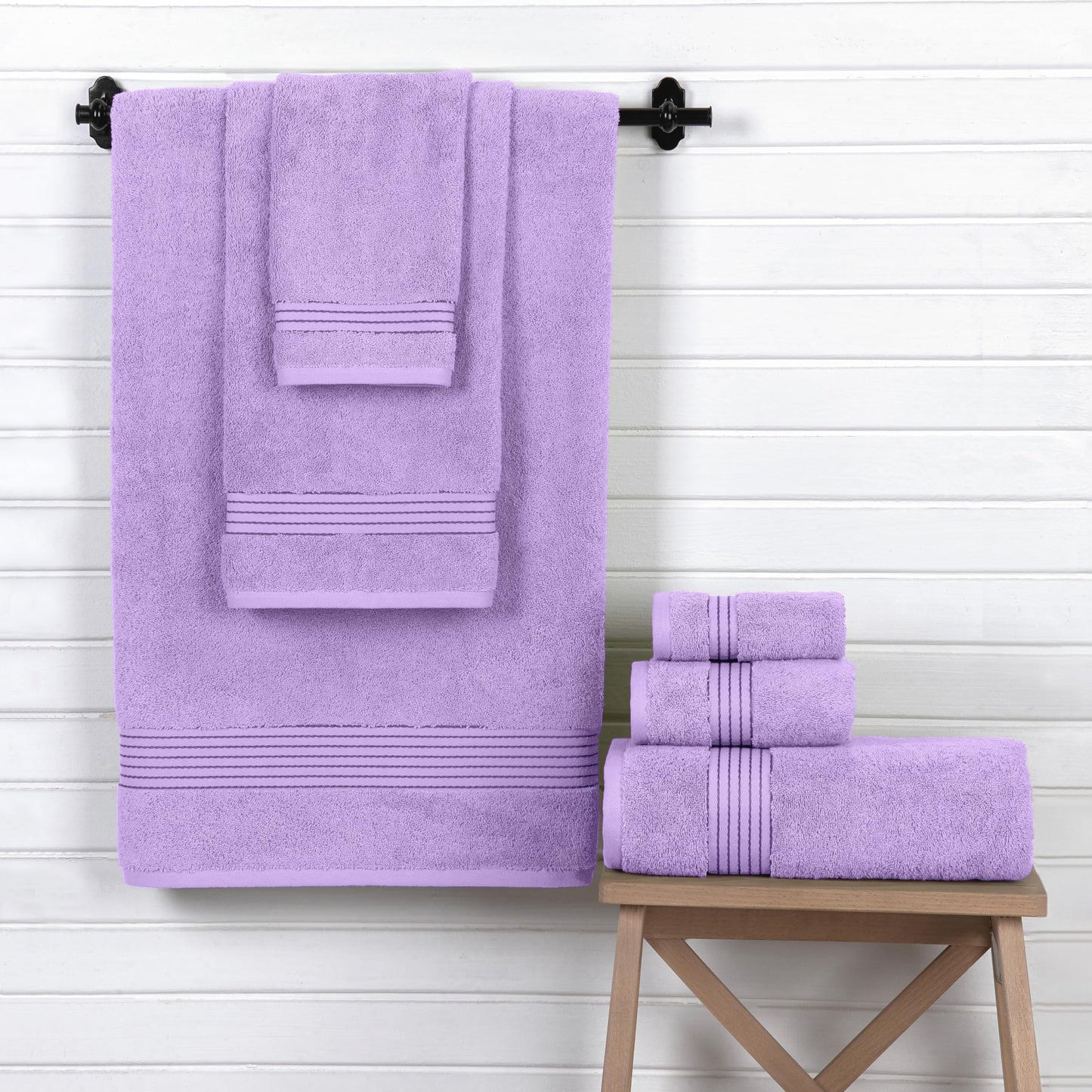 Elegant Comfort Premium Cotton 6-Piece Towel Set, Includes 2 Washcloths, 2 Hand Towels and 2 Bath Towels, 100% Turkish Cotton