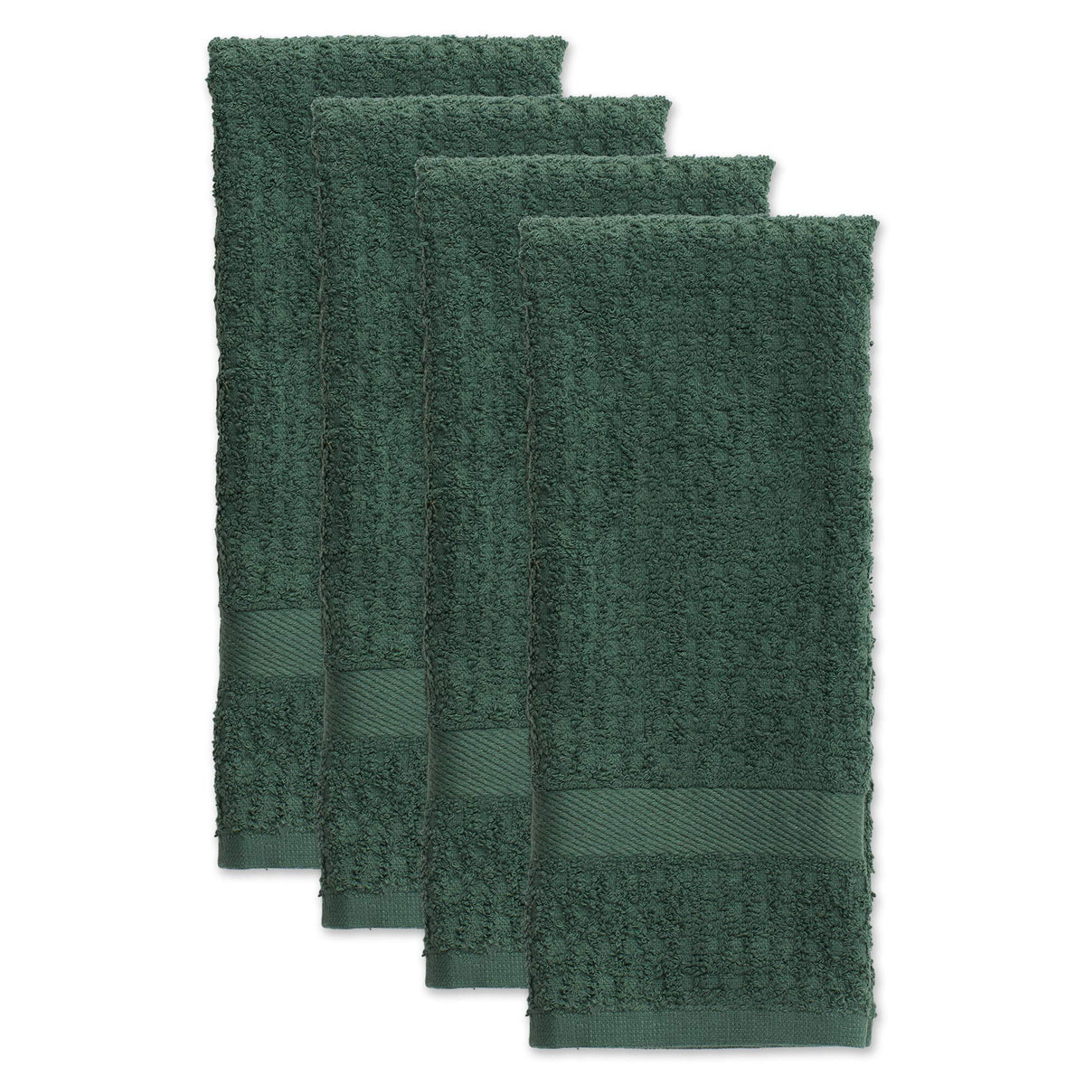 DII Basic Terry Collection Waffle Dishtowel Set, 15x26, Solid Dark Green, 4 Piece