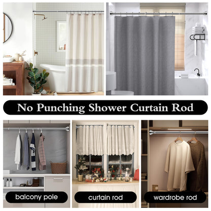 Stainless Steel Extendable Shower Curtain Rod Tension Pole (72cm-130cm),including 2 Holders,Net Voile Curtains Rail,Adjustable Telescopic Rods