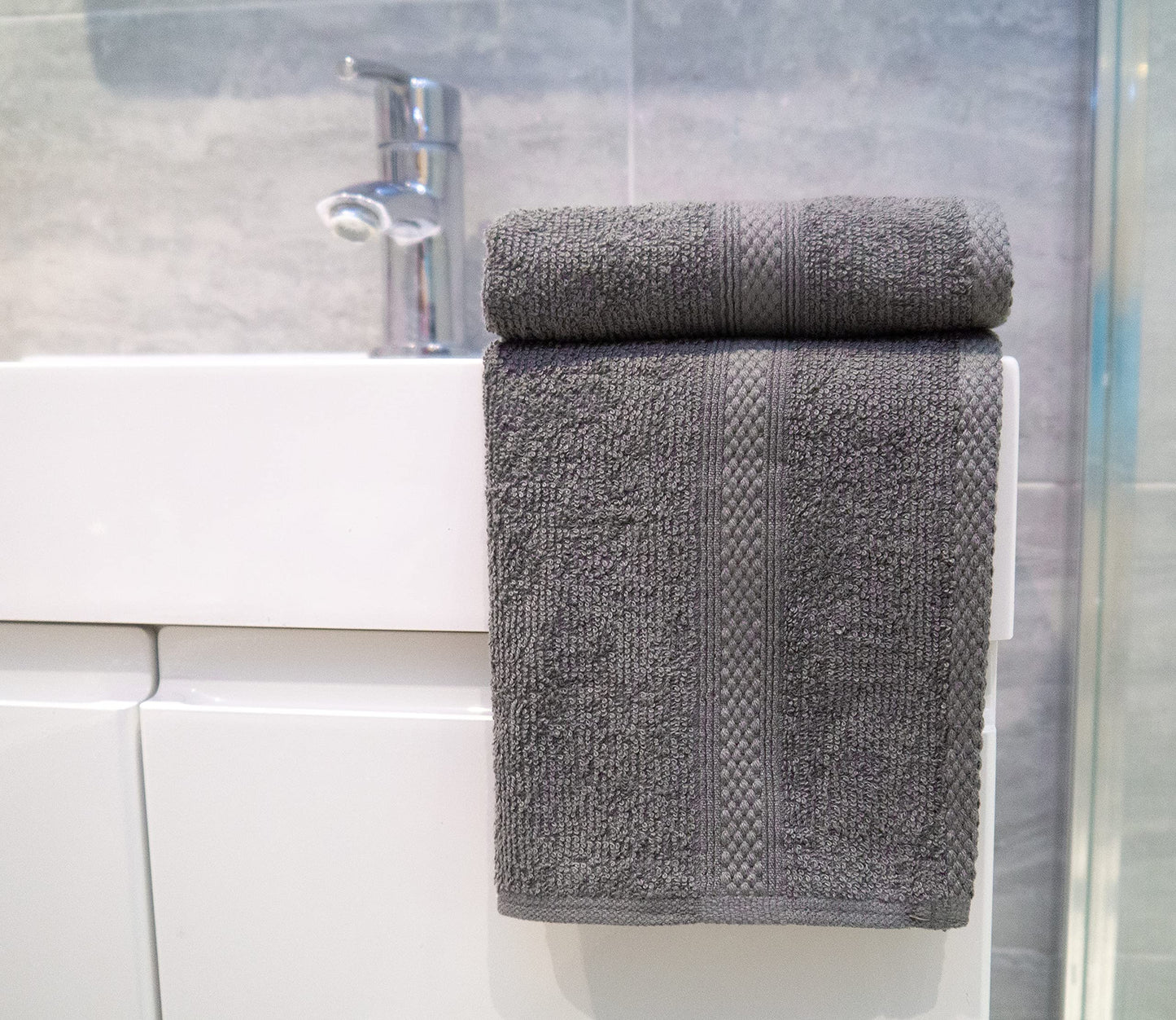 Lex's Linens Pack of 2 100% Combed Cotton Grey Facecloths 30 x 30 cm