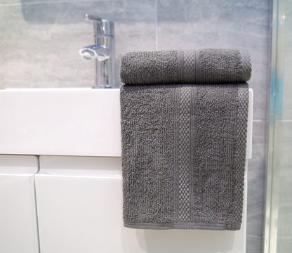 Lex's Linens Pack of 2 100% Combed Cotton Grey Facecloths 30 x 30 cm