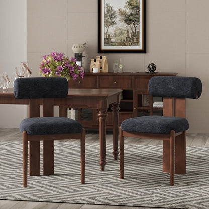 Dining Chairs Set of 2, Dining Room Chairs Upholstered Chenille Fabric, Wooden Kitchen Chairs with Padded Seat & Solid Wood Frame