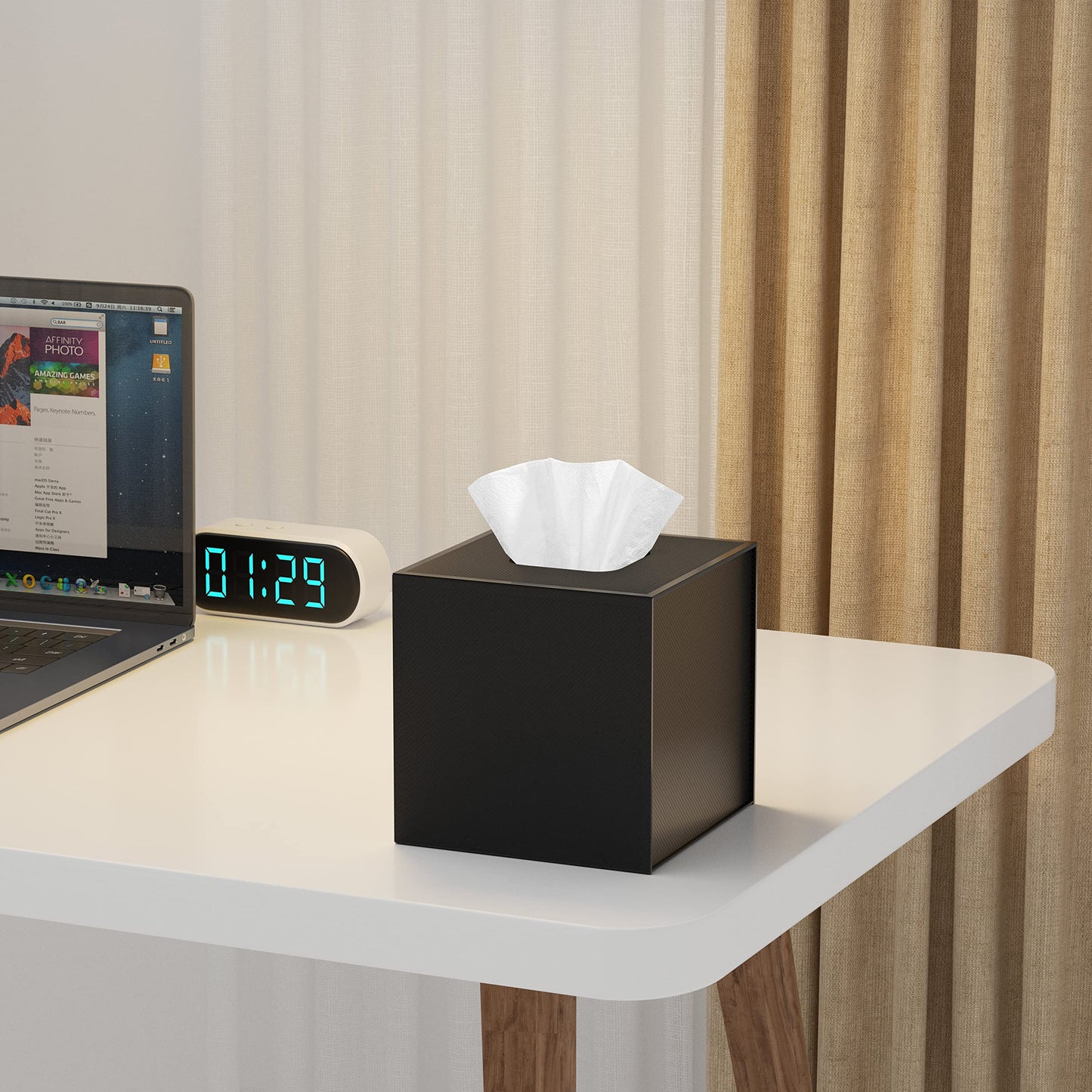 JiaWei Square Tissue Box, Made of 1600 g/m² Extra Strong Cardboard, 13 x 13 x 13.5 cm