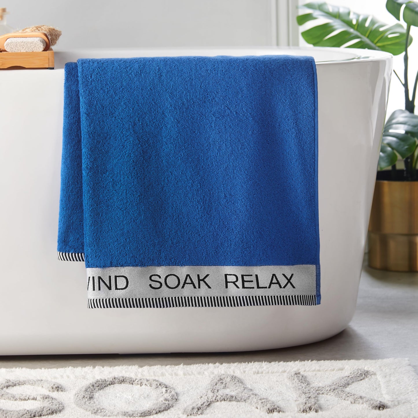 Catherine Lansfield Relax And Unwind 50x85cm Hand Towel Cobalt Blue