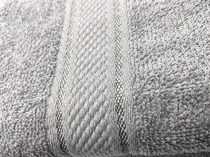 Sasma Home - Premium Cotton Hand Towel Set - 4 Pack - Large 50x90 cm (Silver)