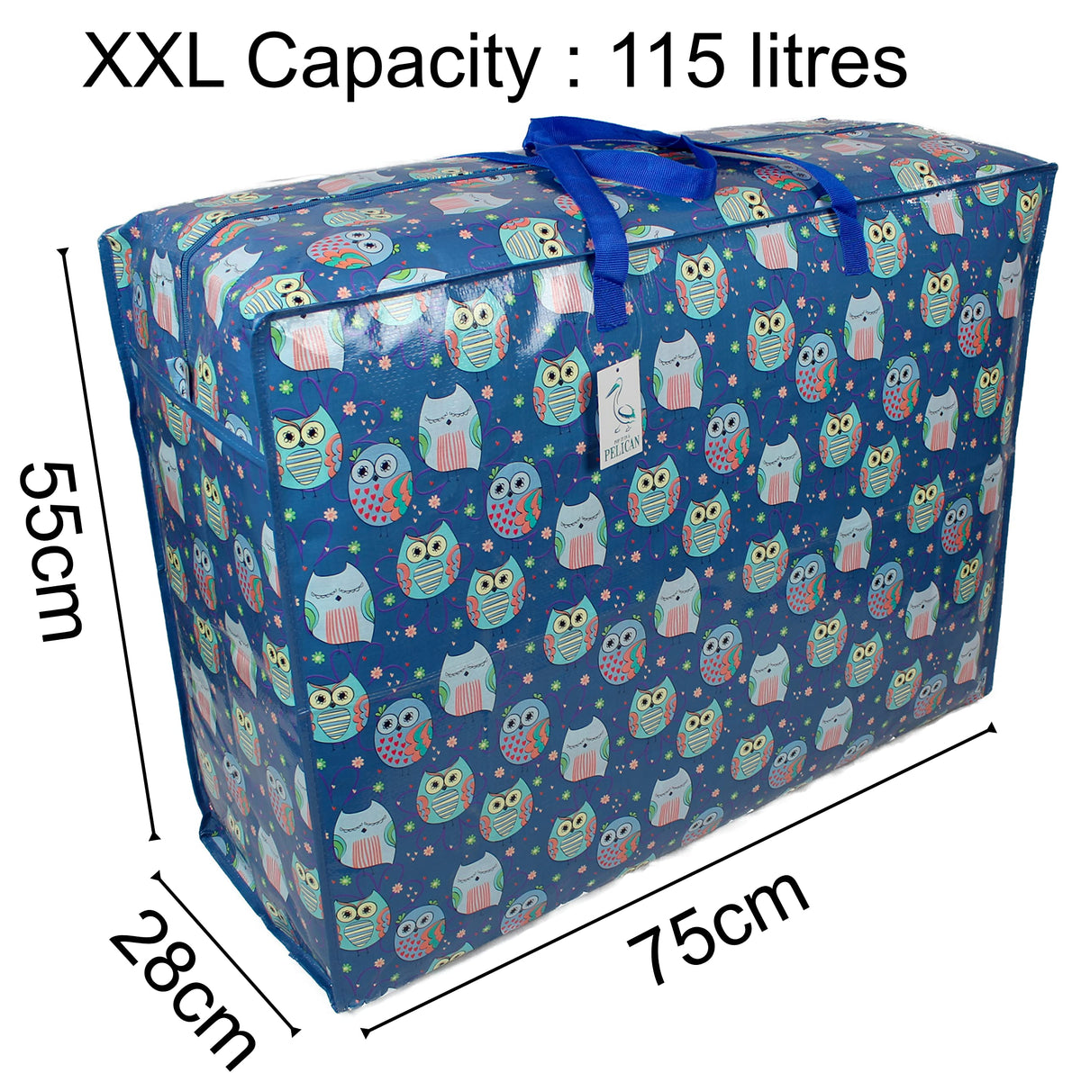 Storage Bags, 115 ltr 1x Pack, Sleepy Owls print