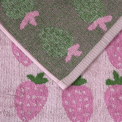 USTIDE Fruit Hand Towels Set of 2 Lovely Pink Strawberry Hand Towel Cotton Hand Towel Soft Absorbent Face Towel for Bathroom Kitchen 14x30 Inch