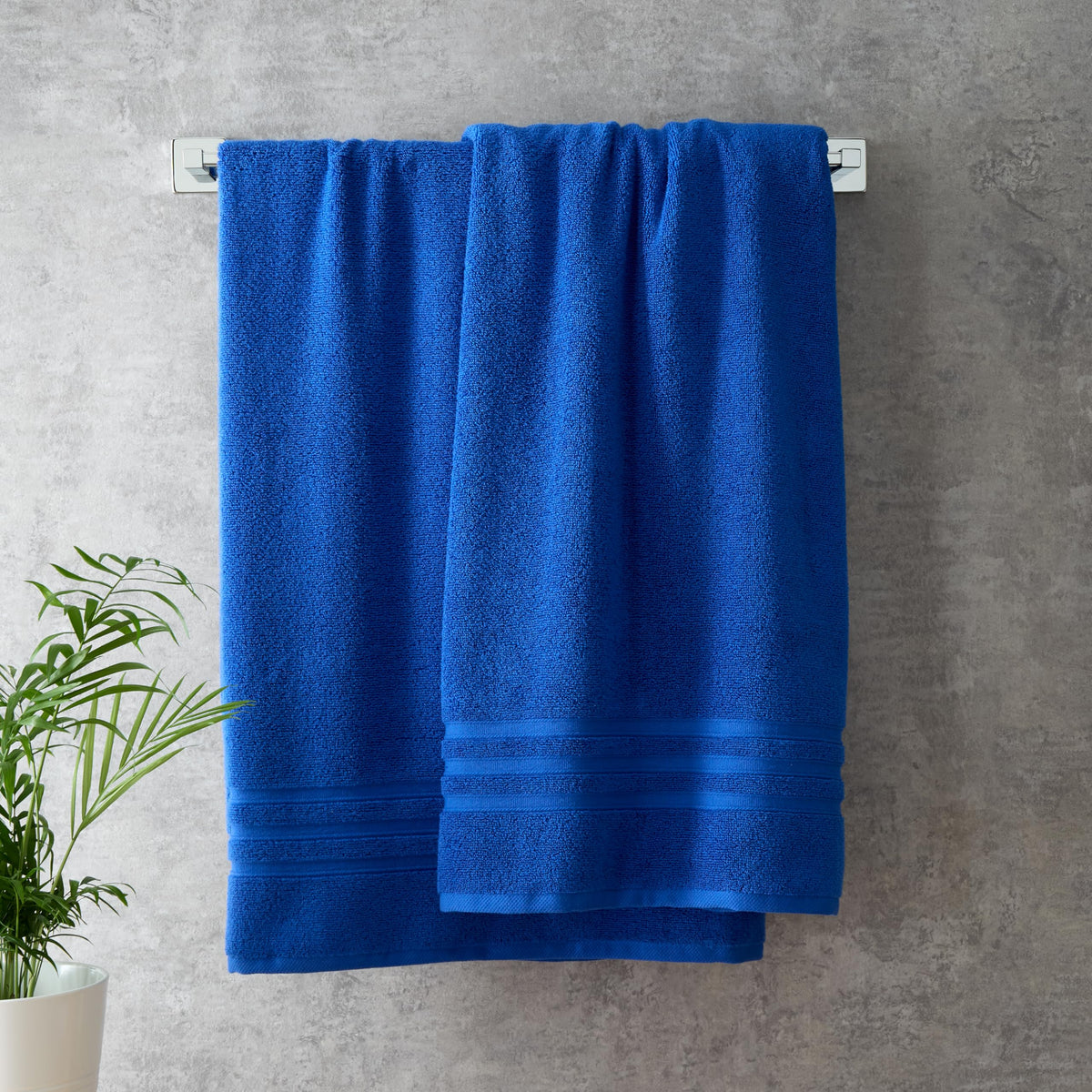 Catherine Lansfield Zero Twist Cotton 90x140cm Bath Sheet Pair Cobalt Blue