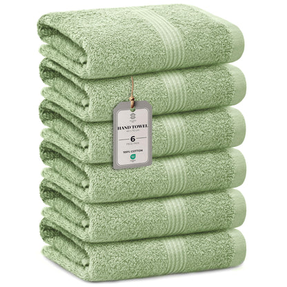 HomeBurg Luxe 6-Piece Towel Set – Soft & Absorbent Cotton, Quick-Drying, Easy Care, 40 x 70 cm, Sage Green